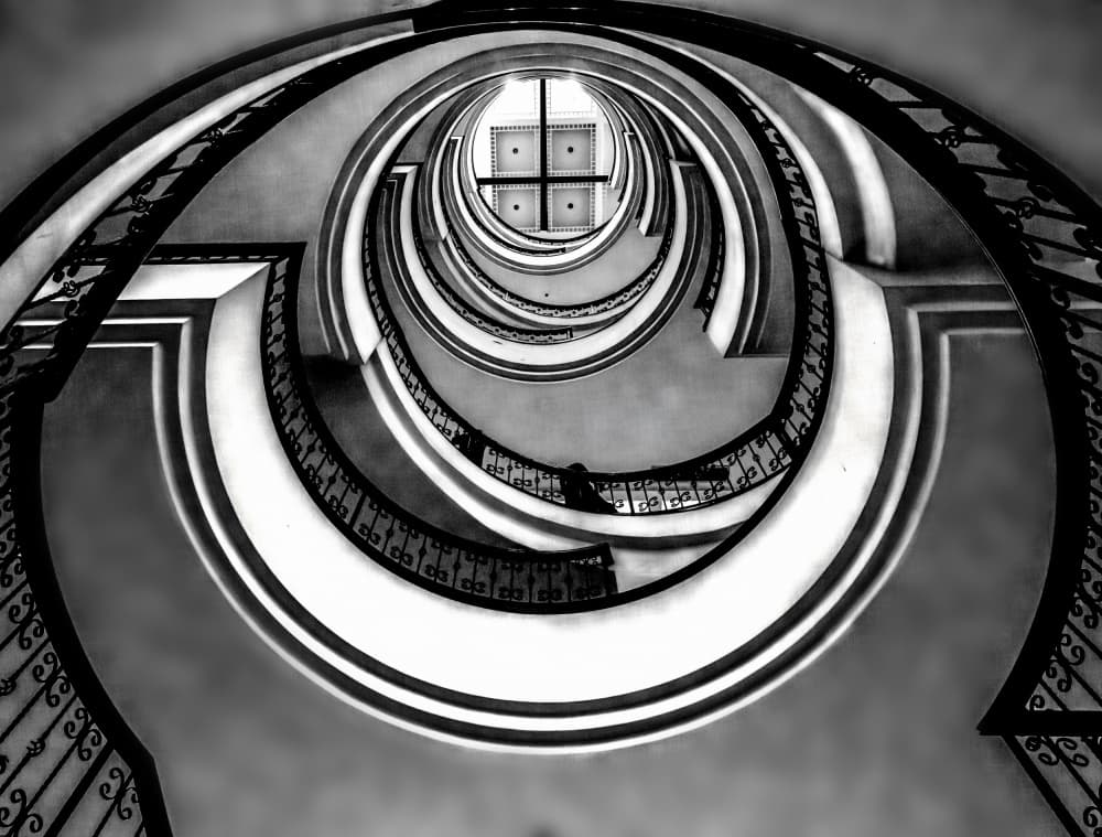 Grand Spiral Staircase by Jiahong Zeng — canvas wall art