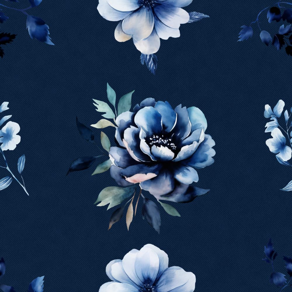 Midnight Blue Botanicals by Bilge Paksoylu — canvas wall art