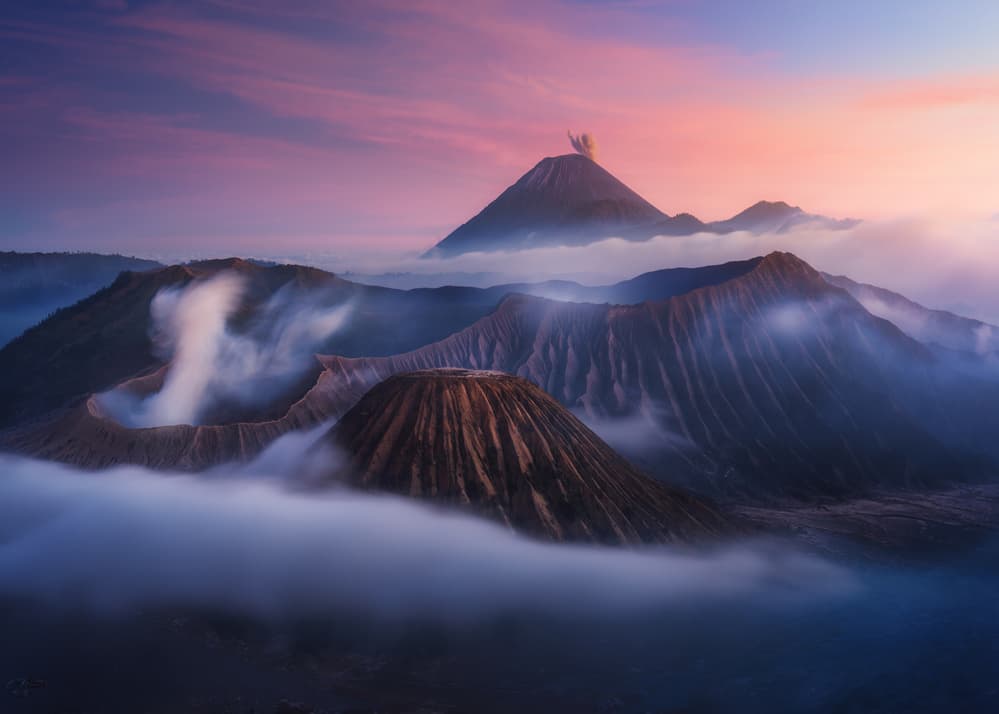 Misty Volcano Sunrise by Juan Pablo de Miguel — canvas wall art