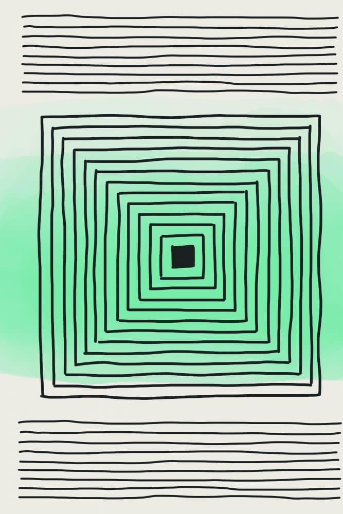 Green Concentric Squares by jay stanley — canvas wall art