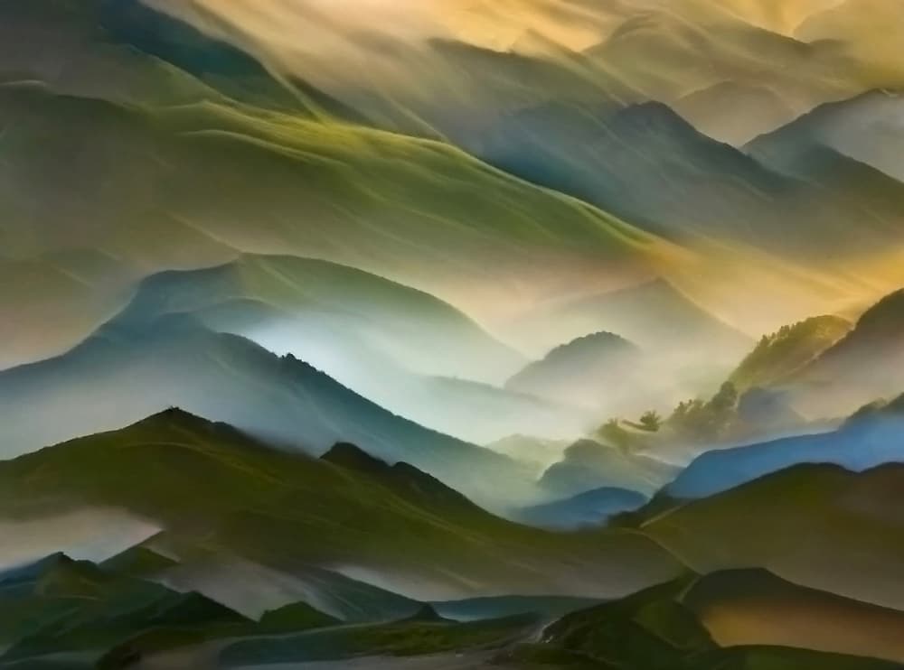 Misty Mountain Layers by Robin Wechsler — canvas wall art