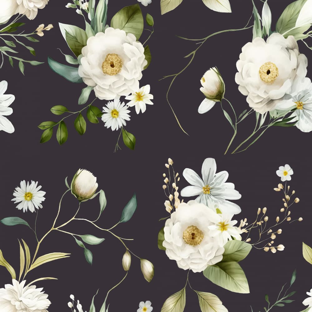 White Floral Serenity by Bilge Paksoylu — canvas wall art