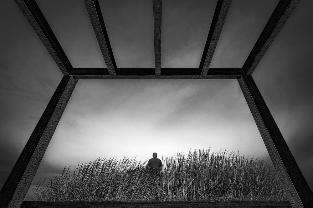 Lone Man Framed View by Paulo Abrantes — canvas wall art
