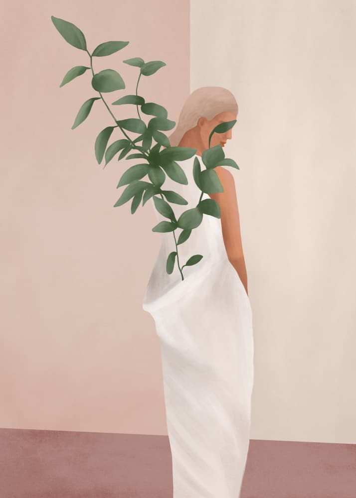 Woman with Green Growth by City Art — canvas wall art