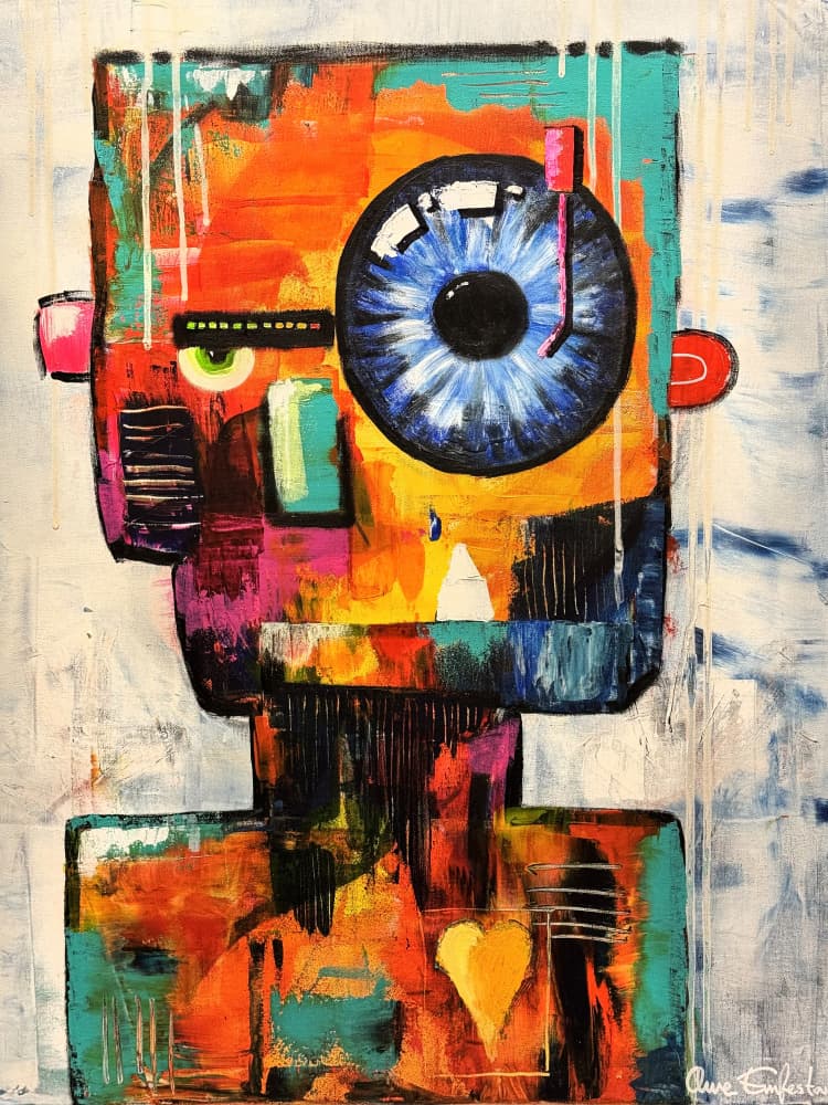 Colorful Abstract Robot by Owe Emfestav — canvas wall art