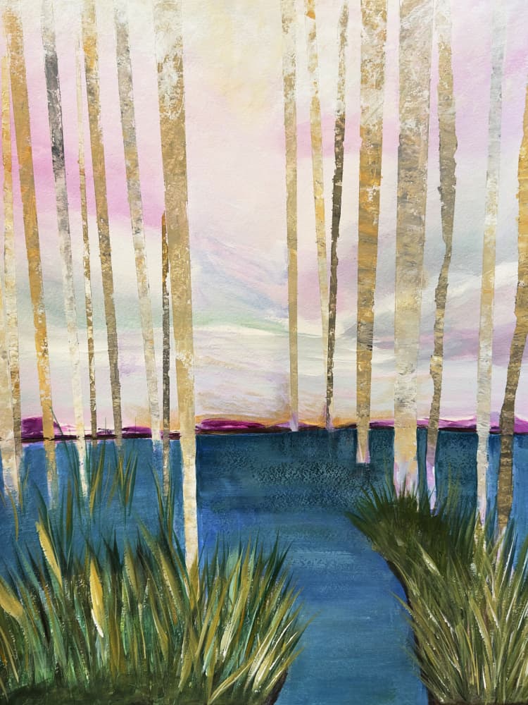 Golden Trees Lakeside by Breanna Megan Studio — canvas wall art