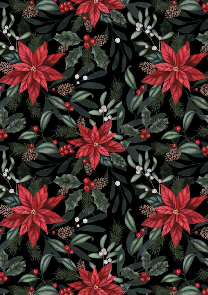 Christmas Poinsettia Pattern by Linda Sitniece — canvas wall art