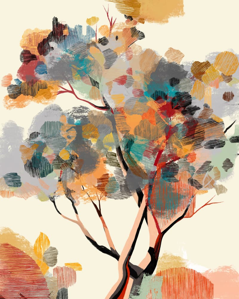 Vibrant Autumn Tree by CATS AND DOTZ — canvas wall art