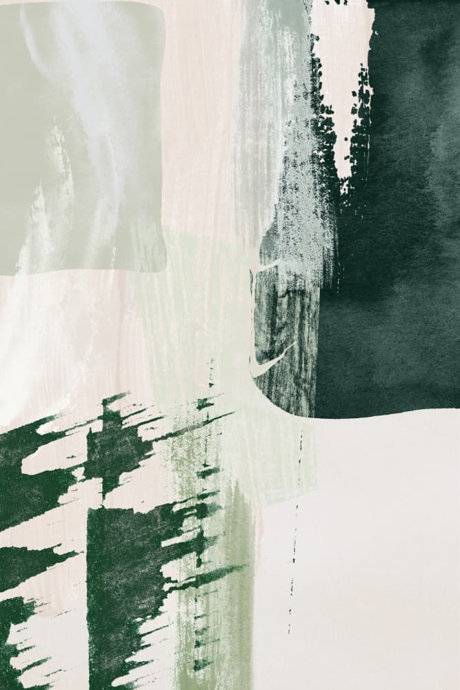 Abstract Green Shapes by Sally Ann Moss — canvas wall art