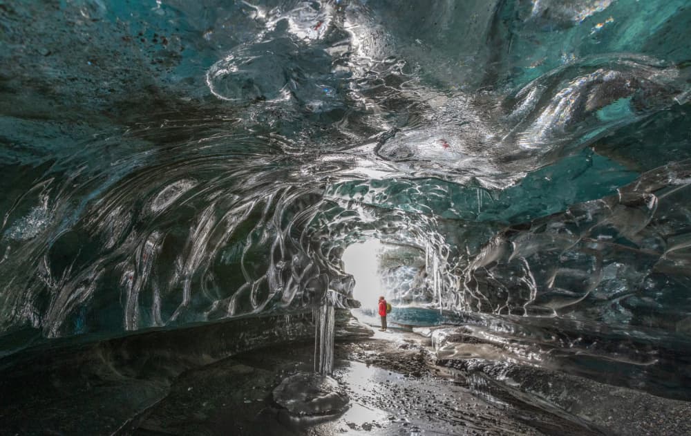 Blue Ice Cave Journey by Dianne Mao — canvas wall art