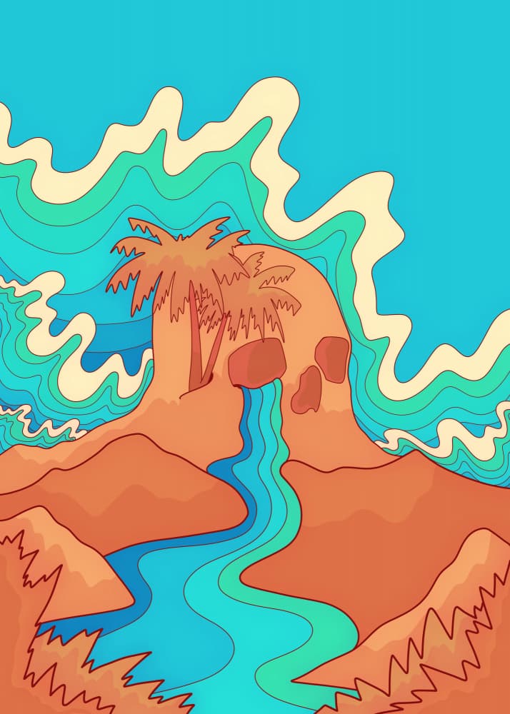 Vibrant Skull Island by Stephen Wade — canvas wall art
