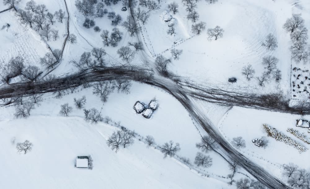 Aerial Winter Fields by Dennis Zhang — canvas wall art