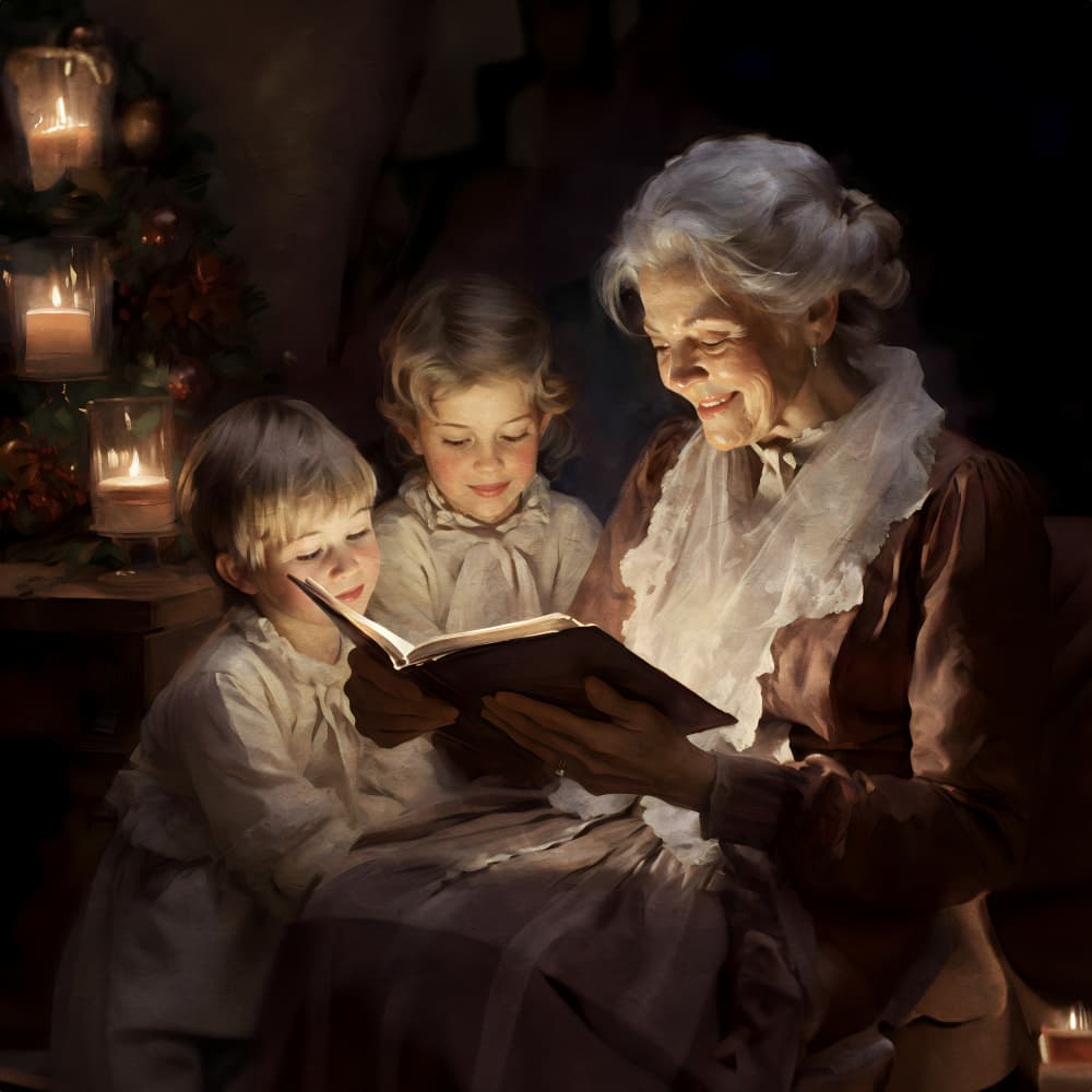 Cozy Storytime Glow by Emel Tunaboylu — canvas wall art