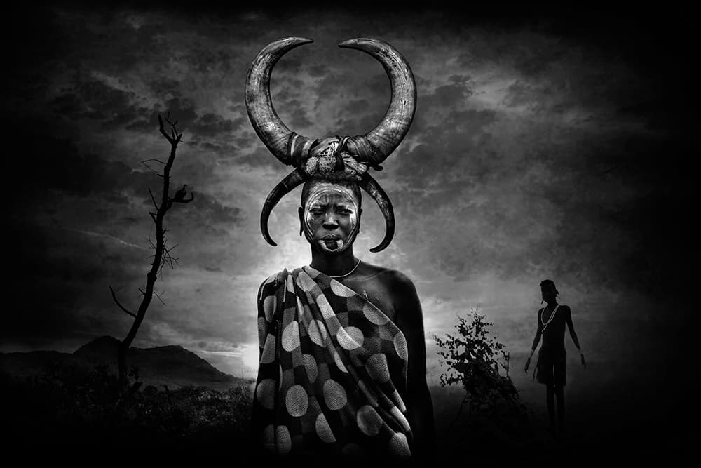 Horned Tribal Portrait by Svetlin Yosifov — canvas wall art