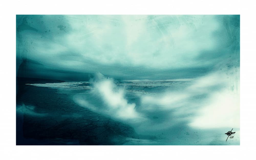 Turbulent Teal Ocean by Osvaldo Russo — canvas wall art