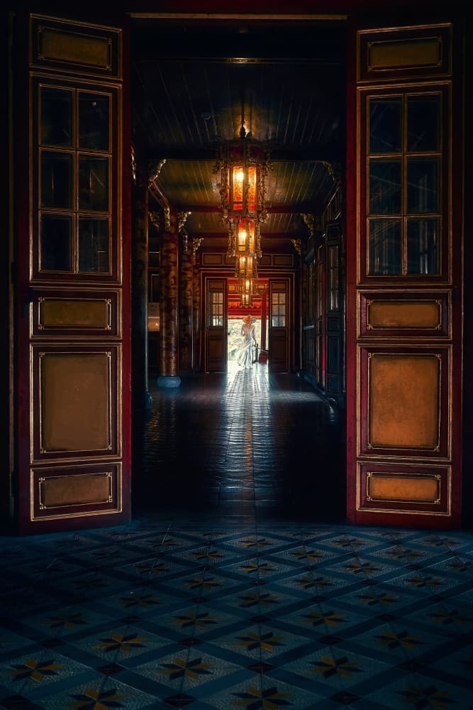 Warm Lantern Corridor by MingLun Tsai (蔡明倫) — canvas wall art