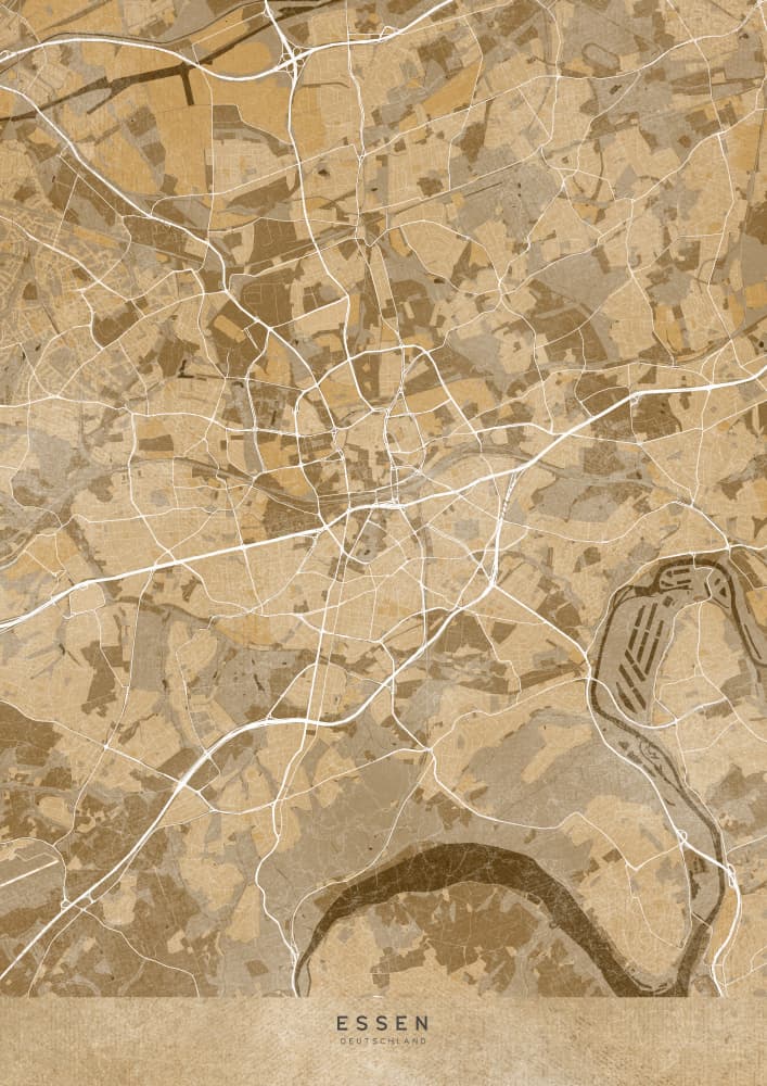 Golden Essen City Map by Rosana Laiz Blursbyai — canvas wall art