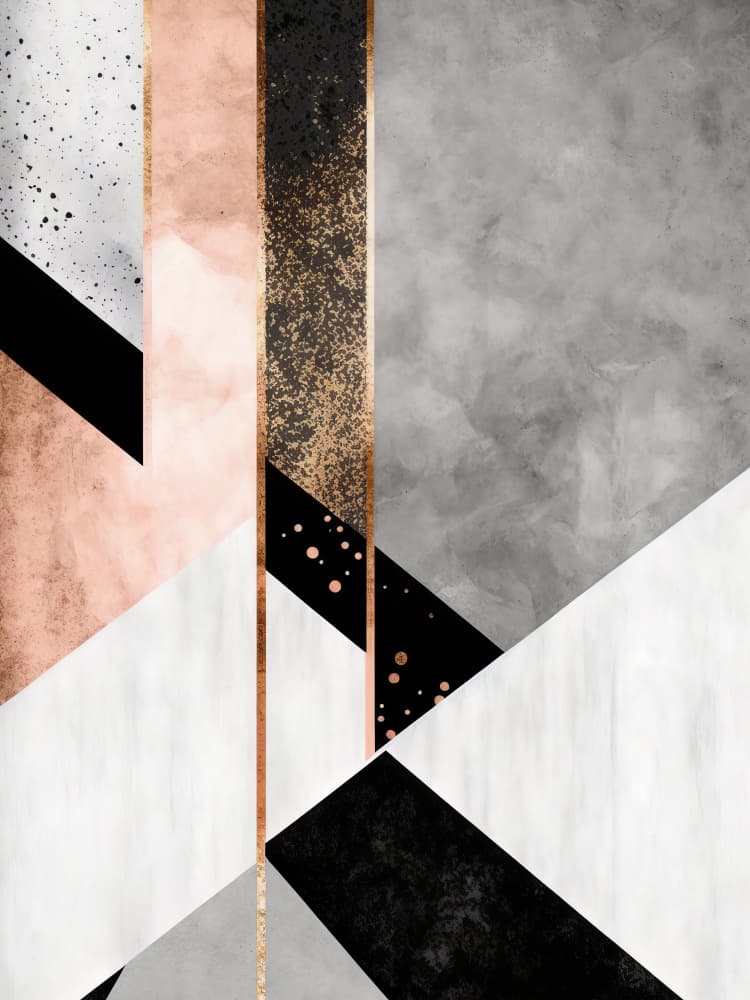 Rose Gold Geometric Abstract by Bilge Paksoylu — canvas wall art