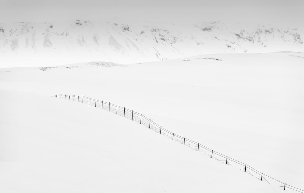 Snowy Mountain Fence by Marc Pelissier — canvas wall art