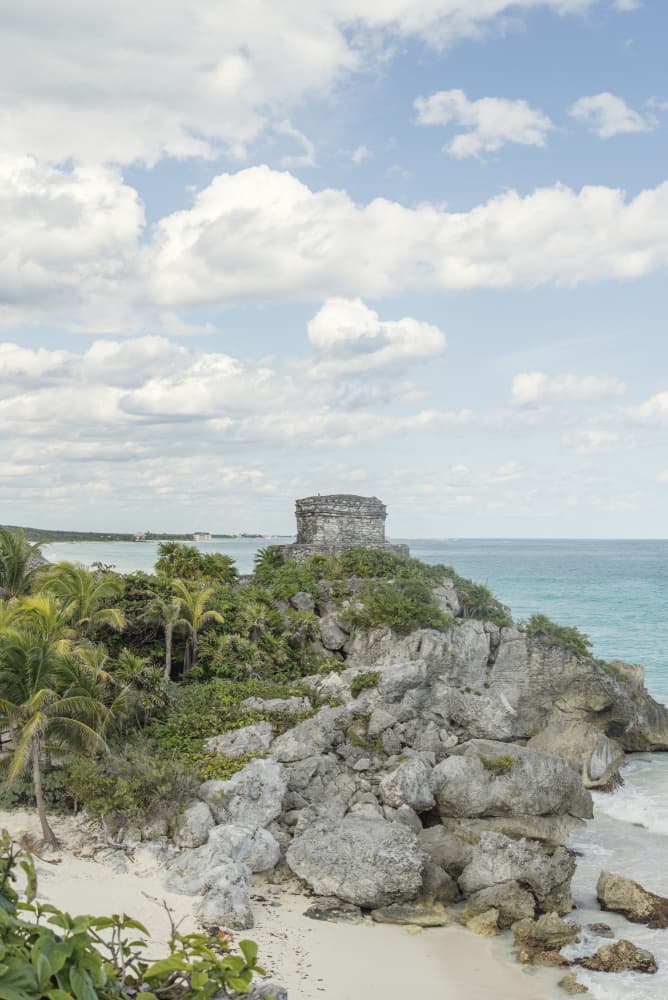 Tulum Temple Ocean View by Lynann Colligan — canvas wall art