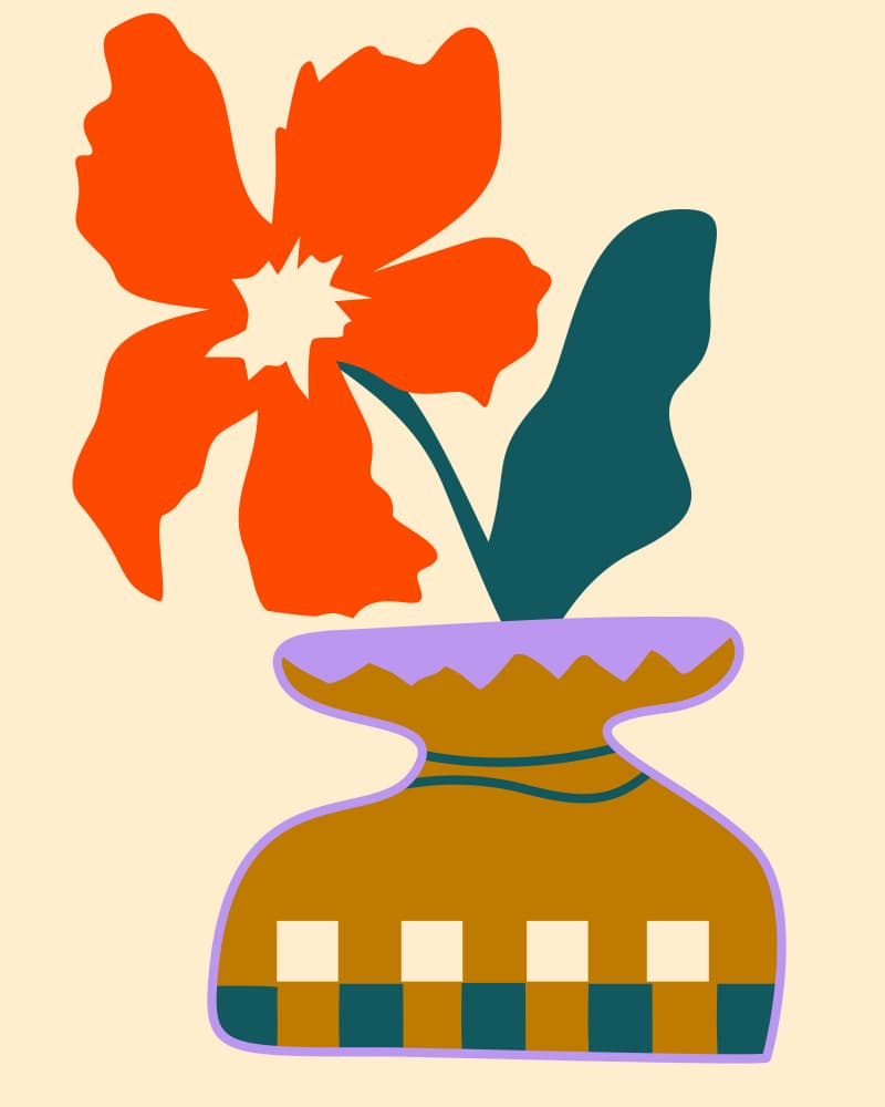 Modern Orange Flower Vase by Kintsugi99 — canvas wall art