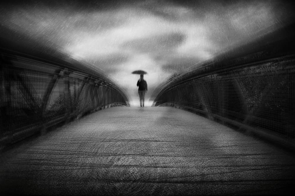 Solitary Rainy Bridge by Damijan Sedevcic — canvas wall art