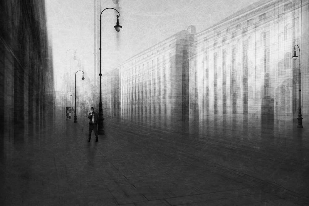 Surreal Urban Solitude by Roswitha Schleicher-Schwarz — canvas wall art