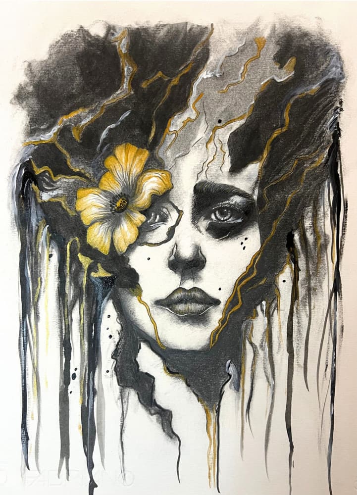 Golden Bloom Portrait by Augustus Caelthorne — canvas wall art
