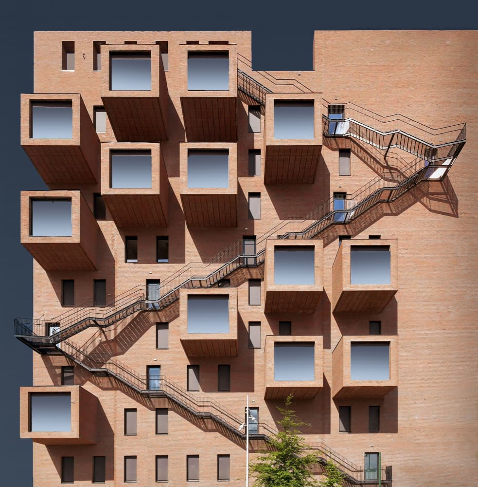 Modern Brick Facade by Renate Reichert — canvas wall art