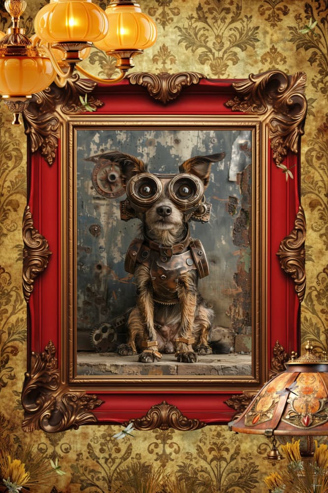 Curious Steampunk Dog by Sue Skellern — canvas wall art