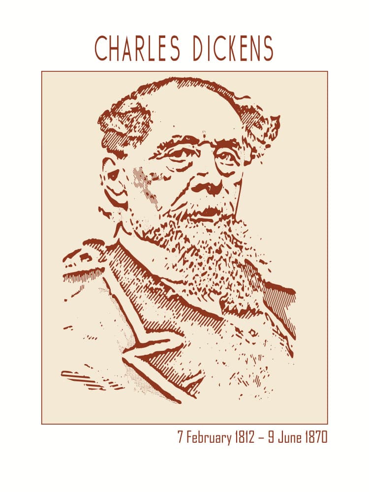 Charles Dickens Portrait by Doa Project — canvas wall art