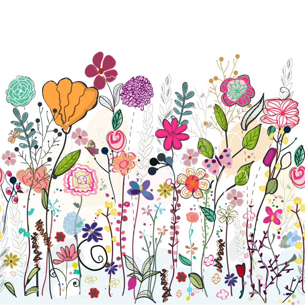 Whimsical Floral Meadow by GULSENGUNEL — canvas wall art