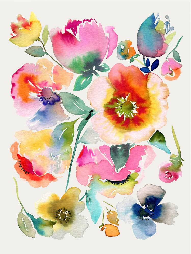 Vibrant Watercolor Blooms by Ninola Design — canvas wall art