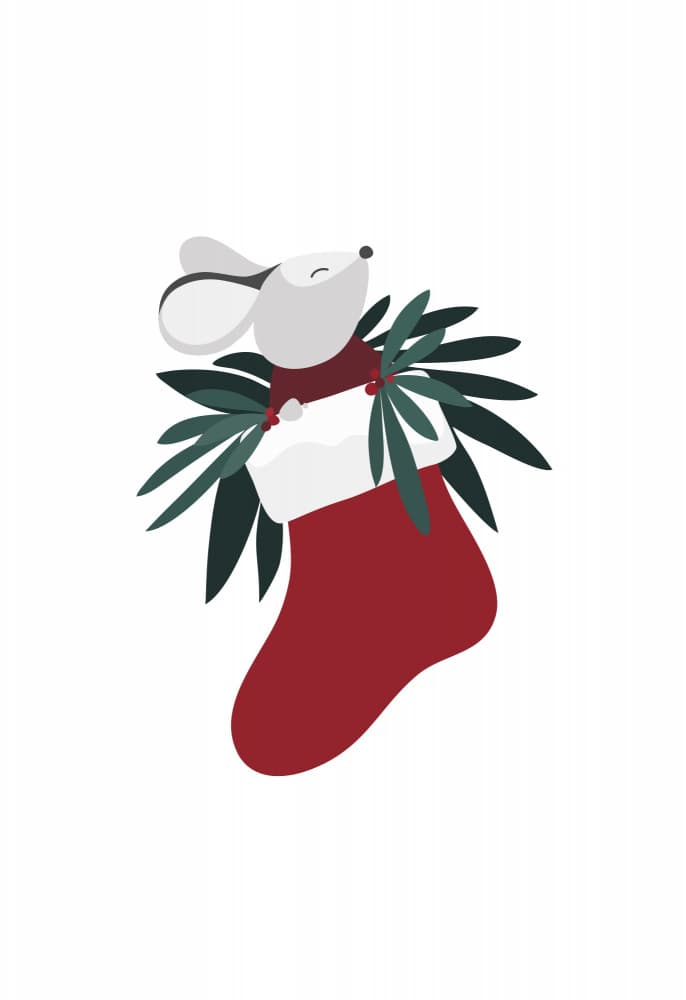 Festive Mouse in Stocking by Rosana Laiz Blursbyai — canvas wall art