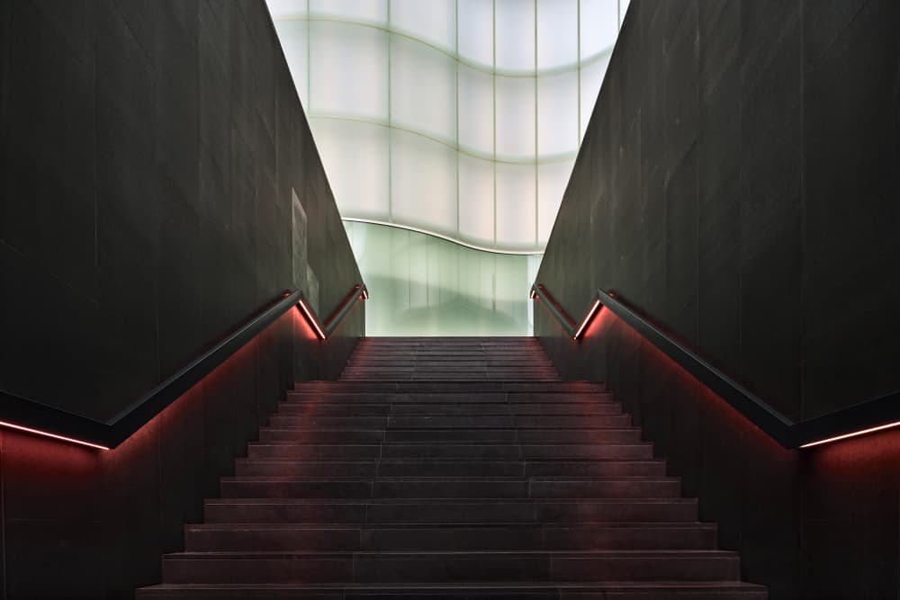 Modern Red Staircase by Fiorenzo Rondi — canvas wall art