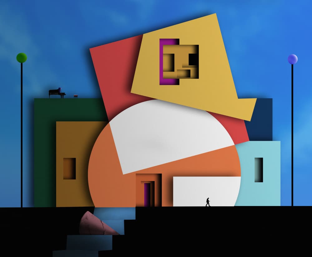 Colorful Geometric Architecture by Hadi Malijani (Malenjani) — canvas wall art