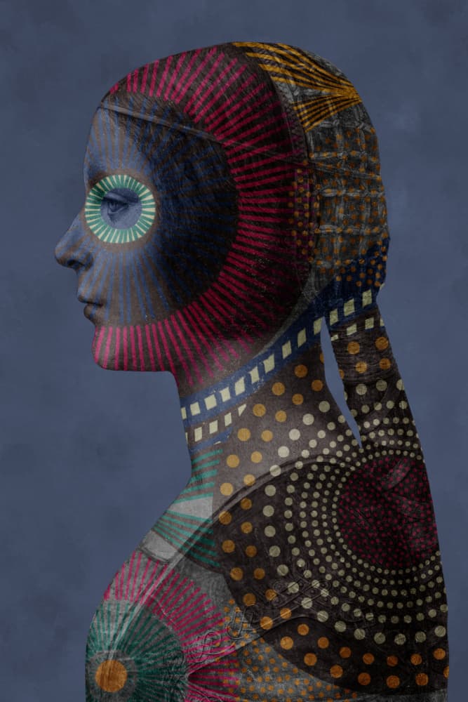 Abstract Patterned Portrait by Marja van den Hurk — canvas wall art