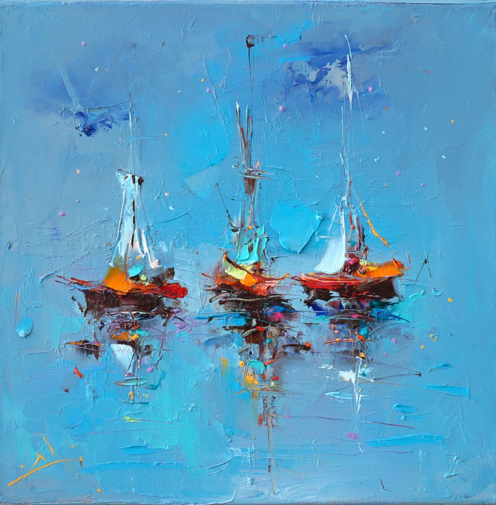 Colorful Boats Reflection by Stanislav Lazarov — canvas wall art