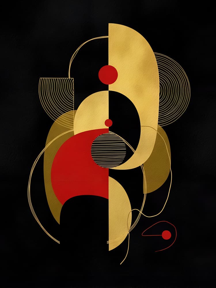 Elegant Golden Red Abstract by Miguel Bruzual — canvas wall art