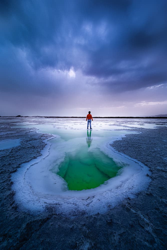 Man On Green Lake by Simoon — canvas wall art