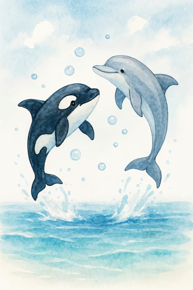 Playful Dolphin Orca by Natalie Bruns — canvas wall art
