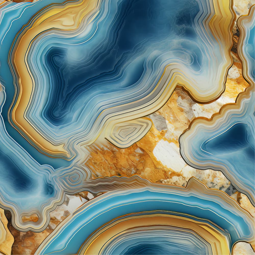 Blue Gold Agate Layers by Bilge Paksoylu — canvas wall art