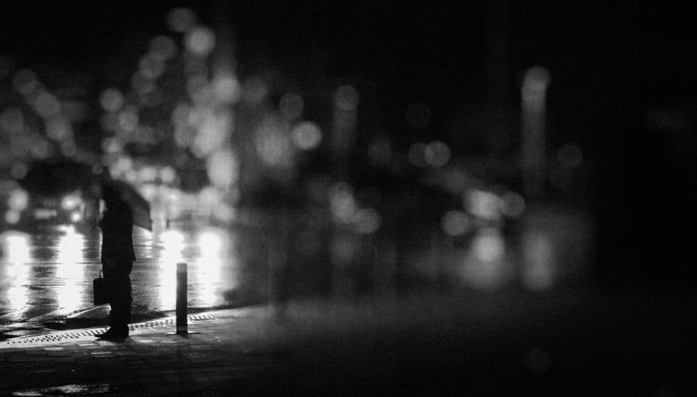 Solitary Man Rainy Night by Teruhiko Tsuchida — canvas wall art