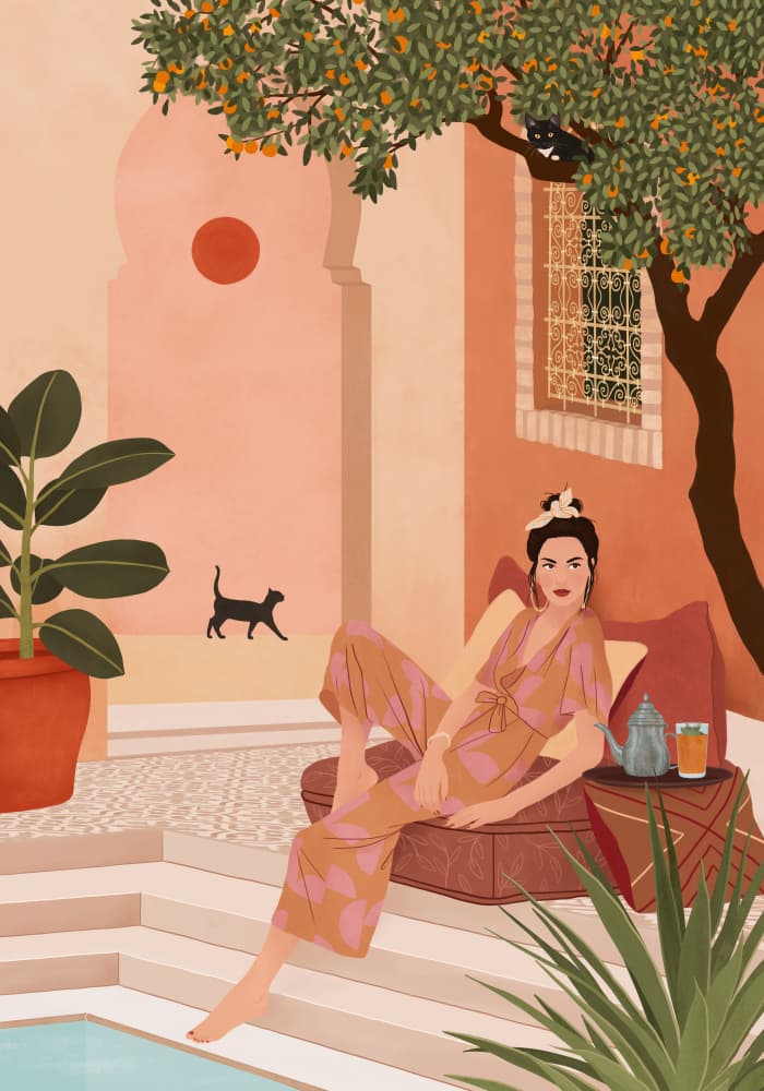 Moroccan Courtyard Relax by Petra Holíková — canvas wall art