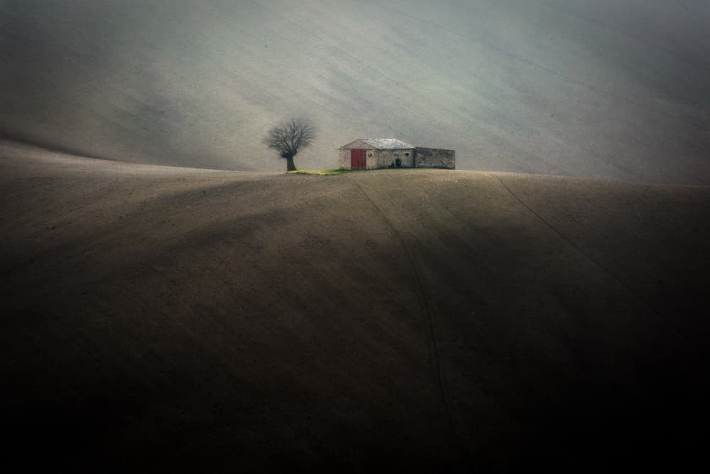 Solitary Farmhouse Hill by Sergio Barboni — canvas wall art
