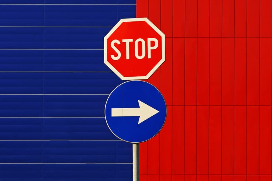 Stop Right Turn by Jure Kravanja — canvas wall art