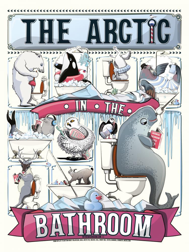 Arctic Animals Bathroom Fun by In The Washroom — canvas wall art