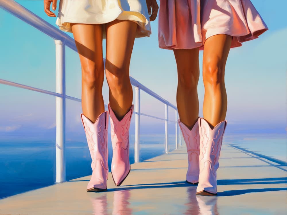 Pink Boots Ocean Stroll by Andreas Magnusson — canvas wall art