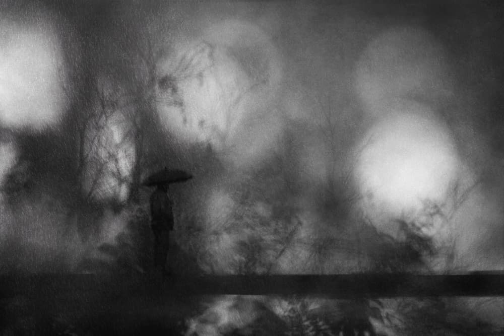 Solitary Figure In Rain by Ekkachai Khemkum — canvas wall art