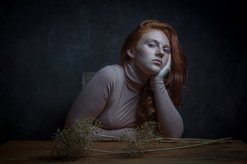 Pensive Redhead Portrait by Ruth Franke — canvas wall art